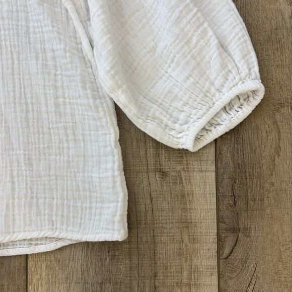 Old Navy Womens Top XXL Peasant Boho White Gauze 100% Cotton Beach Travel Resort - Picture 7 of 11